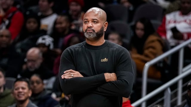 Jan 20, 2024; Atlanta, Georgia, USA; Cleveland Cavaliers head coach J.B. Bickerstaff on the bench against the Atlanta Hawks during the second half at State Farm Arena. Mandatory Credit: Dale Zanine-USA TODAY Sports