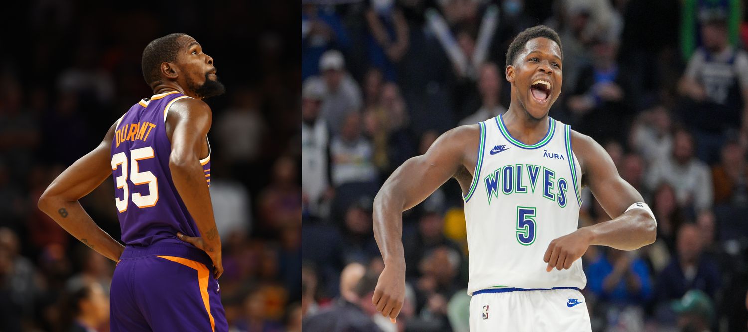 Phoenix Suns forward Kevin Durant and Minnesota Timberwolves guard Anthony Edwards.