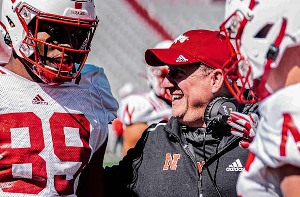 Arik Gilbert and Bob Wager 2023-04-01 Nebraska football scrimmage practice