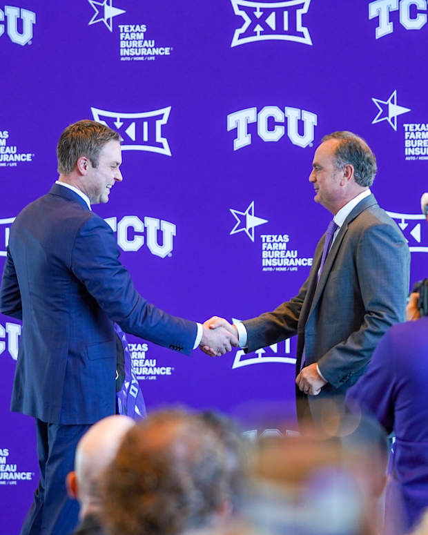 @TCU Football- Photo of Sonny Dykes and Jeremiah Donati