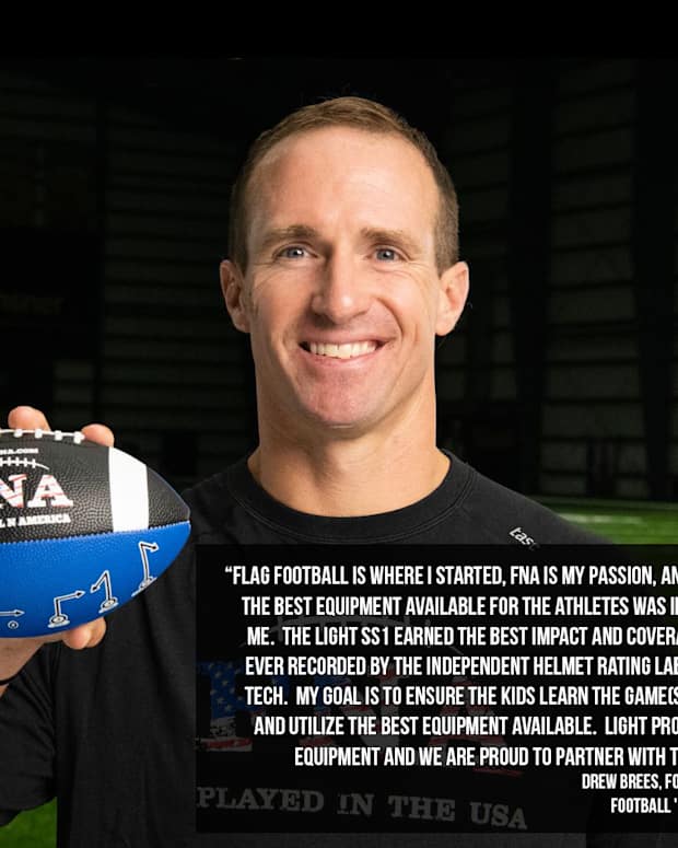 Former Saints QB Drew Brees' Football 'N' America partners with LIGHT Helmets