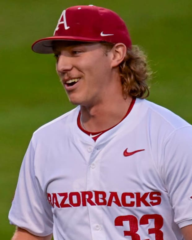 Razorbacks' Hagen Smith after another strikeout against Missouri