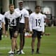 Rico Bussey works with Steelers rookies at minicamp.