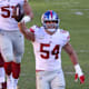 Nov 8, 2020; Landover, Maryland, USA; New York Giants inside linebacker Blake Martinez (54) celebrates after an interception against the Washington Football Team in the second quarter at FedExField.