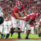 Alabama Crimson Tide running back Jamarion Miller (26) scores a touchdown against the Vanderbilt Commodores during the second half at Bryant-Denny Stadium.