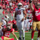 San Francisco 49ers running back Christian McCaffrey (23) scores a touchdown during the second quarter against the Arizona Cardinals at Levi's Stadium.