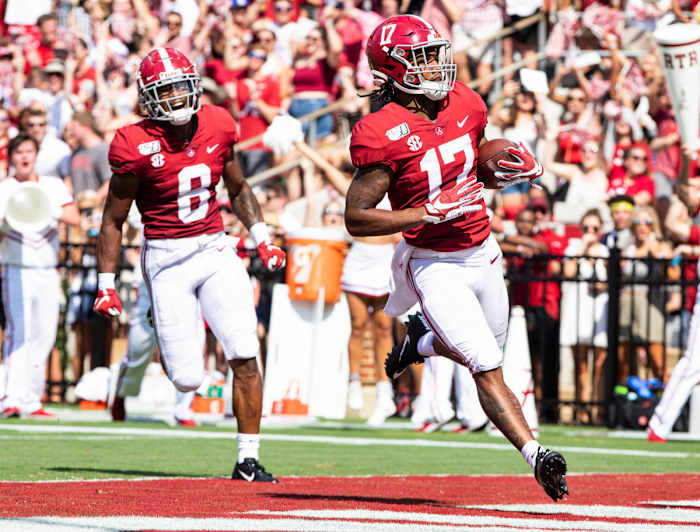 Alabama's Jaylen Waddle against New Mexico State