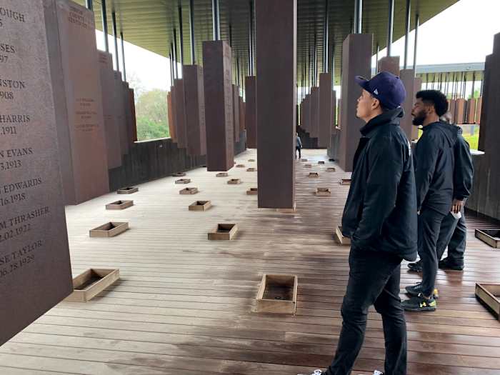 Stills visits the National Memorial for Peace and Justice in Montgomery, Ala.