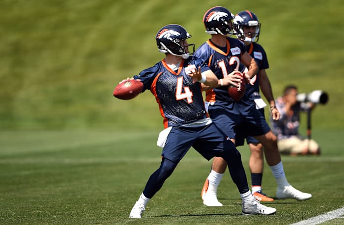 Case Keenum and Paxton Lynch, June 2018.