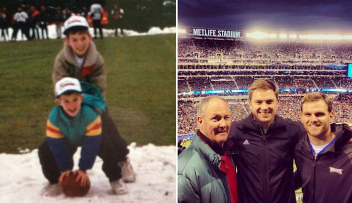 Zac and Press as kids (left) and with dad, Sherwood (right)