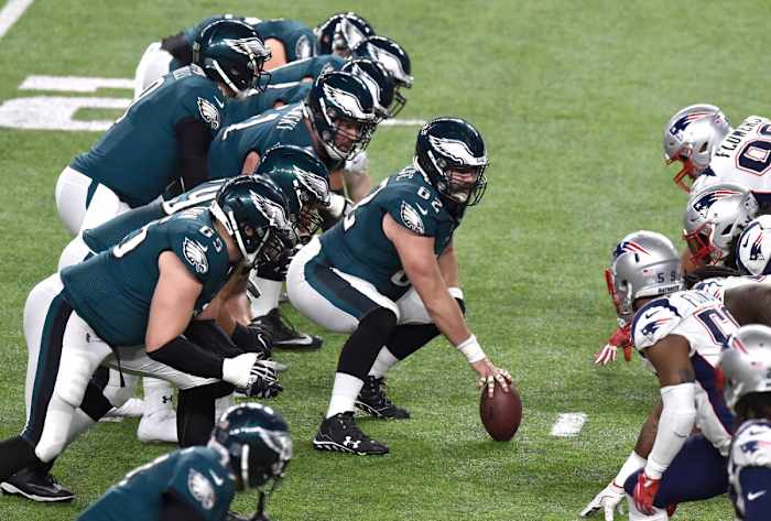 In the Super Bowl, the line was prepared for everything the Pats threw at them; Foles wasn’t sacked once, and the Eagles amassed the most yards ever given up by a Belichick-coached Patriots defense.