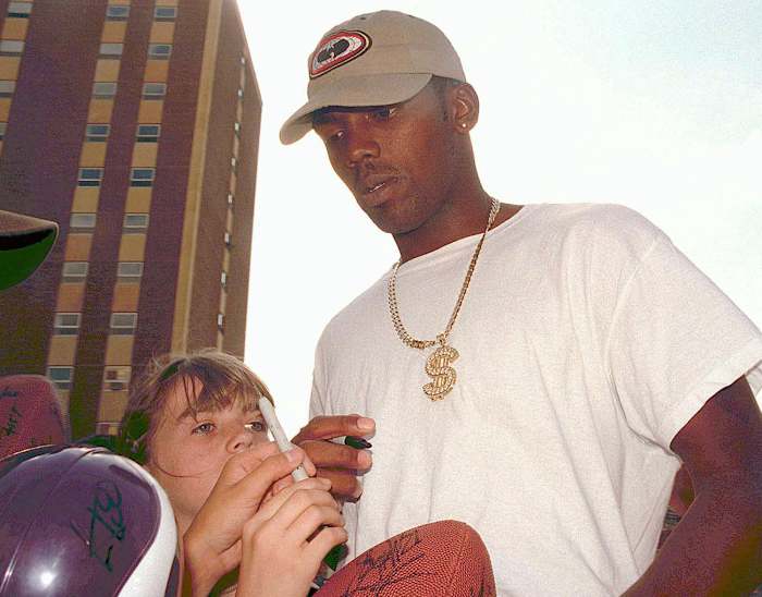 Moss arrives at camp in Mankato, July 1998.