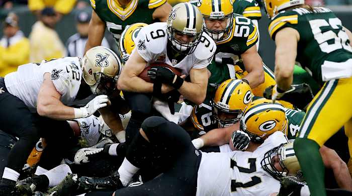 Drew Brees got his 500th passing touchdown and an additional rushing score in a road victory.