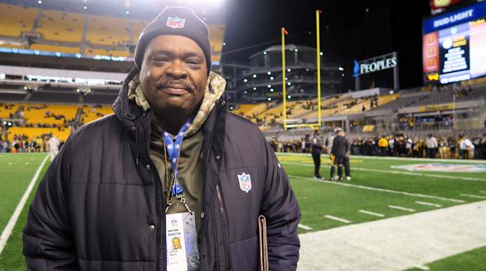 Edmund Nelson, former Steeler, now checks player uniforms for the NFL.