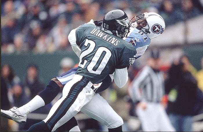 Brian Dawkins against the Eagles, December 2000.