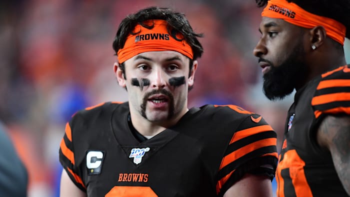 Browns QB Baker Mayfield with a mustache