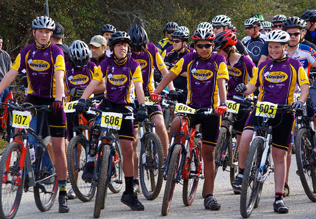 inline KC with other Cowboys at the start of a Central Coast Cyclocross race 2013.jpg