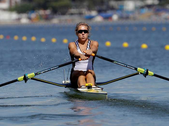 U.S.'s Gevvie Stone wins silver in the single sculls.