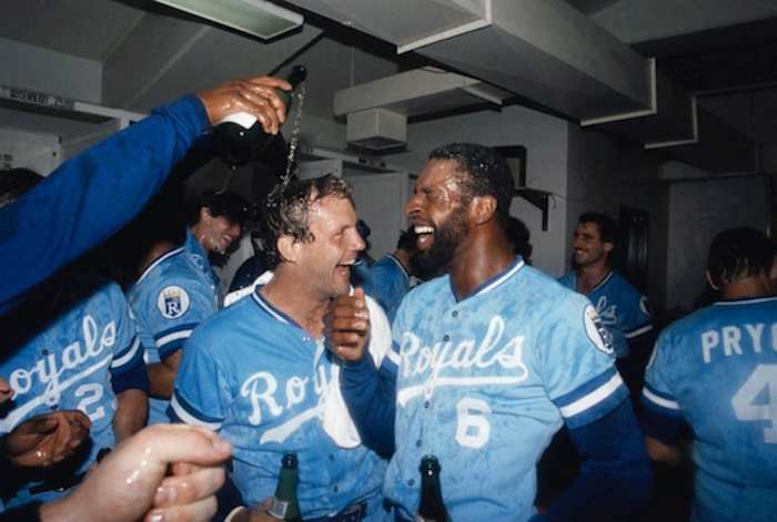 The Royals celebrate their unlikely AL West crown in 1984