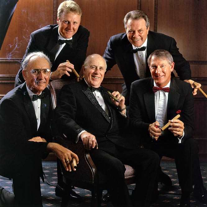Red Auerbach, Bob Cousy, Larry Bird, Tom Heinsohn, John Havlicek