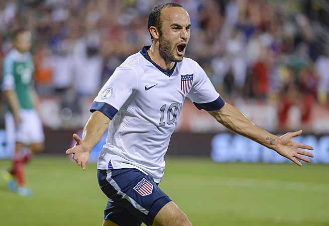Landon Donovan celebrates his Sept., 2013 goal vs. Mexico during CONCACAF World Cup qualifying.