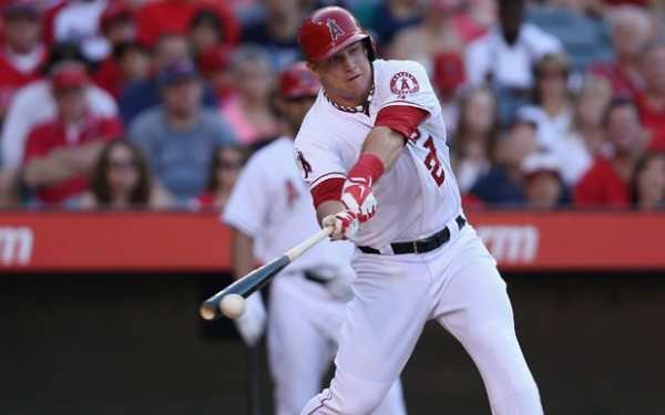 Angels outfielder Mike Trout has a slash line of .324/.416/.560 in two-plus seasons. (Otto Greule Jr./Getty Images)