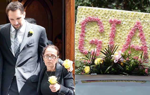 Anderson and Gia's mother, Donna Micheletti, at Allemand's funeral in August 2013.