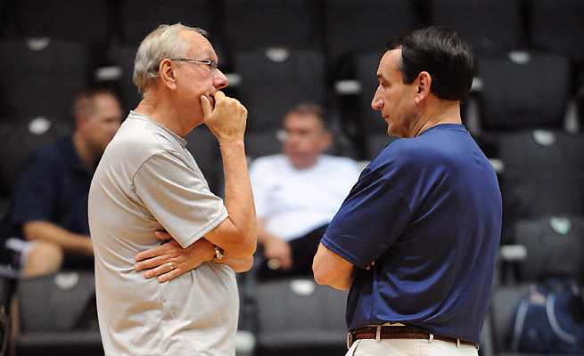 Mike Krzyzewski and Jim Boeheim are the No. 1 and No. 2, respectively, on the all-time wins list.