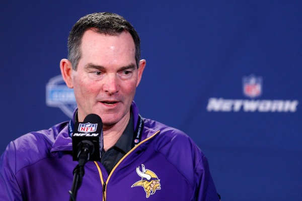 Mike ZImmer has uncertainty at quarterback as he enters his first season as head coach of the Vikings. (Joe Robbins/Getty Images)