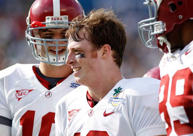 Former Alabama QB Greg McElroy (center) will work as an analyst on the soon-to-launch SEC Network.