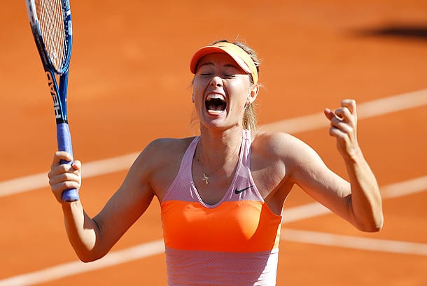 Maria Sharapova is clearly excited to reach the finals at Roland Garros. (David Vincent/AP)