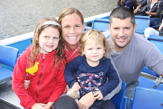 USWNT captain Christie Rampone with her daughters Rylie and Reece and husband Chris.
