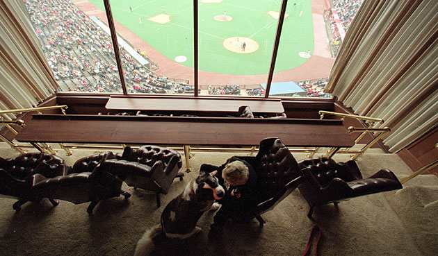 Marge Schott watching game