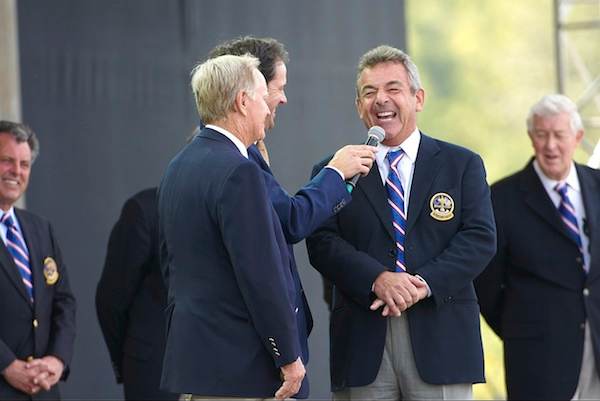 Former Team Europe captain Tony Jacklin with former USA captain Jack Nicklaus during Opening Ceremony on Thursday at Valhalla GC.
Louisville, KY 9/18/2008