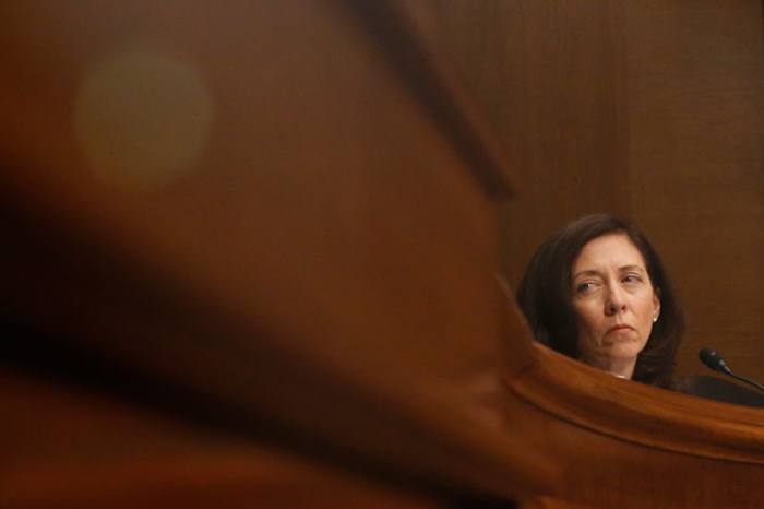 Sen. Maria Cantwell of Washington state, who is working with her constituents in opposition to the team name. (Charles Dharapak/AP)