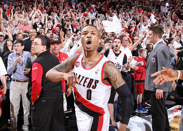 Damian Lillard help the Blazers win their first playoff series since 2000. (Steve Dykes/Getty Images Sport)