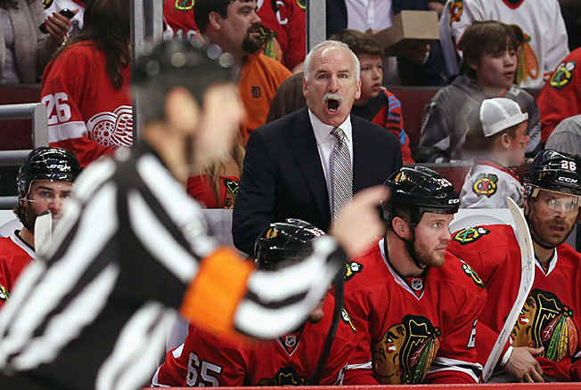 Blackhawks coach Joel Quenneville probably wouldn't mind being able to challenge a call or two.