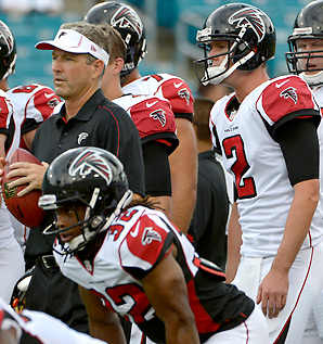 Behind Dirk Koetter (left), Matt Ryan posted a career season in every major statistical category in 2012.