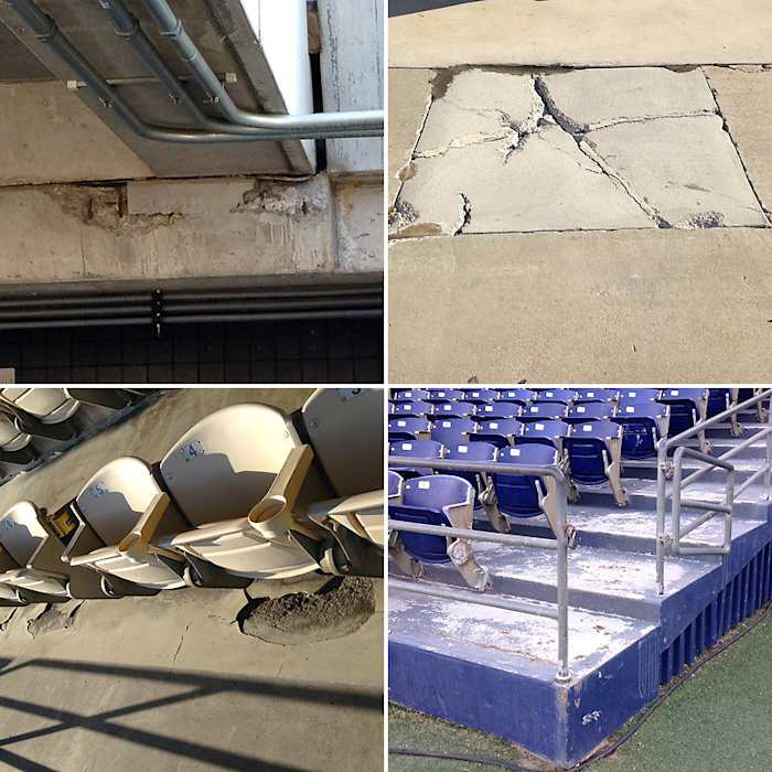 Qualcomm Stadium is in a state of disrepair.