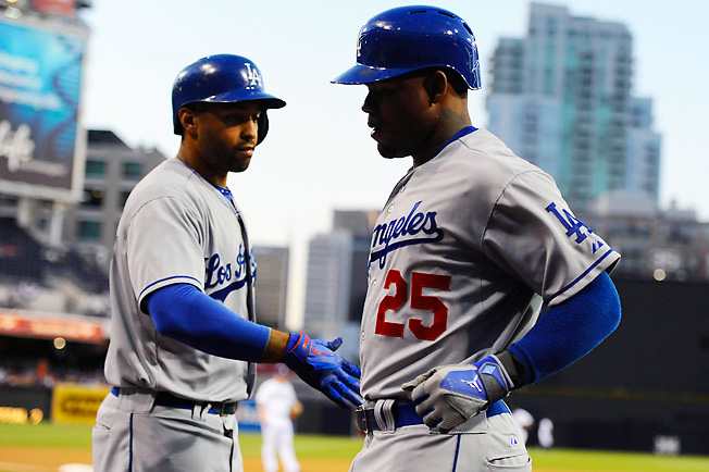 L.A.'s outfield took a big hit when hamstring injuries landed Matt Kemp and Carl Crawford on the DL.