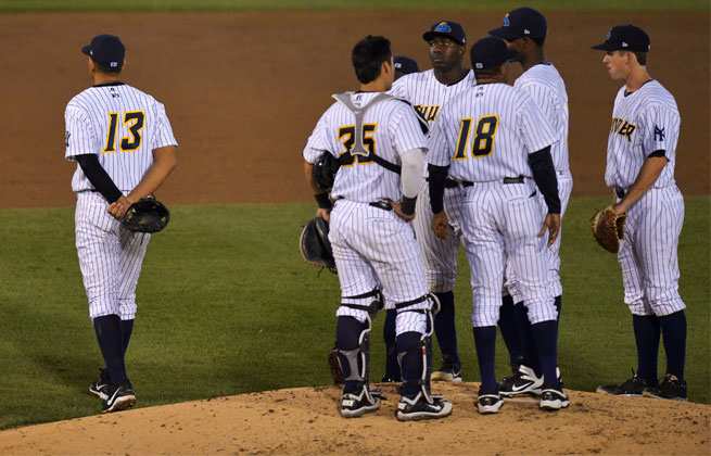 A-Rod (left) drew four walks and played seven innings at third base for Trenton on Saturday.