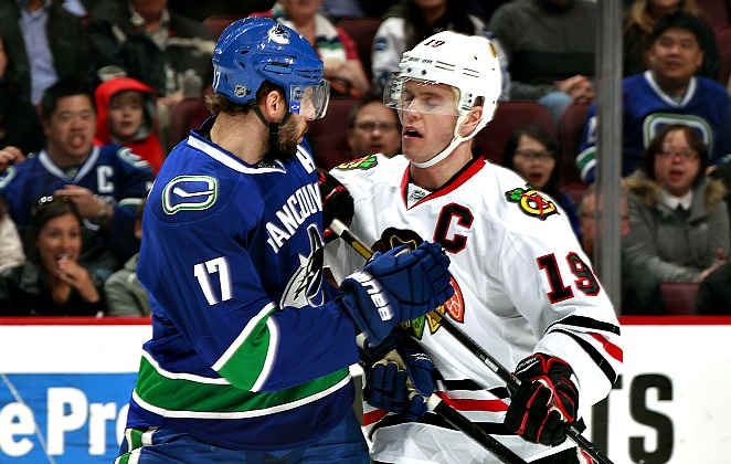 Can Ryan Kesler stay healthy for the playoffs? Will the Presidents' Trophy curse Jon Toews' Hawks?