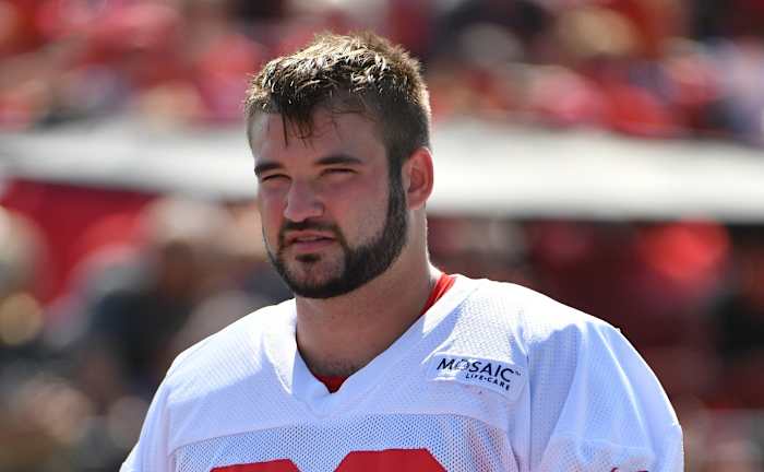 Kansas City Chiefs defensive tackle Joey Ivie (93) takes a break during training camp at Missouri Western State University.
