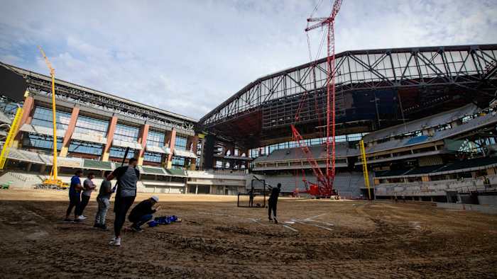 A fire broke out at Globe Life Field, the Texas Rangers' park that is still under construction.