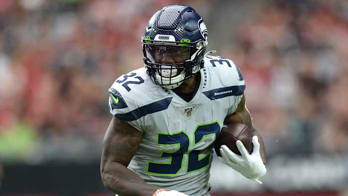 Chris Carson is the Seahawks' workhorse at RB with Rashaad Penny injured.