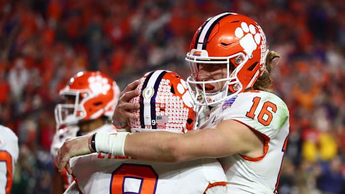 Travis Etienne scored Clemson's game-winning touchdown off a pass from Trevor Lawrence.
