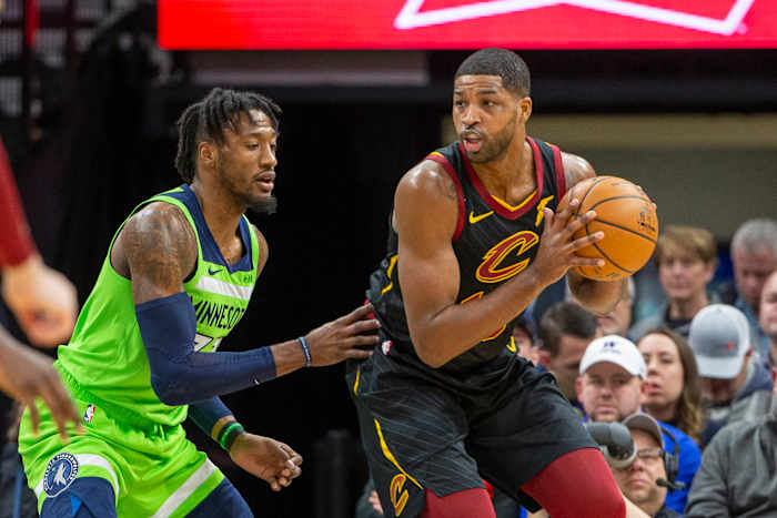 Cavaliers center Tristan Thompson looks to make a move against the Timberwolves.