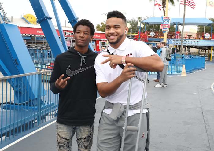 Tua Tagovailoa at Day for Kids at Fun Spot America during the Citrus Bowl trip