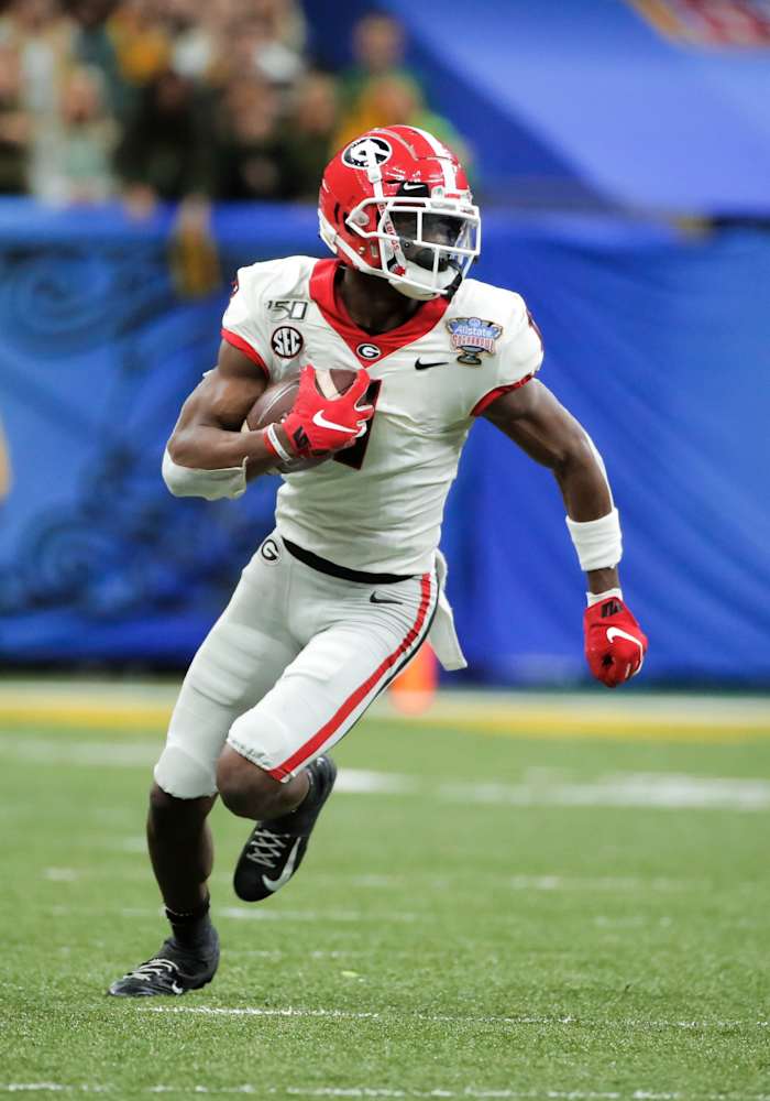 George Pickens runs after a catch at the Sugar Bowl