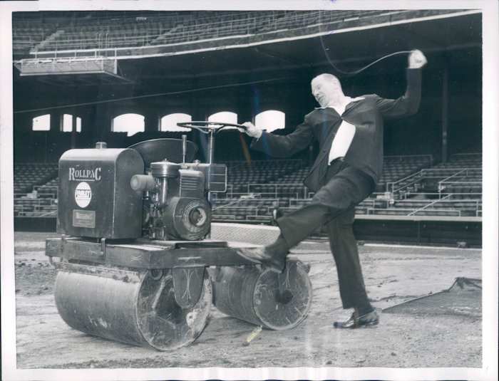 While the White Sox were prepping for Detroit, Bill Veeck was helping the grounds crew back in Chicago.